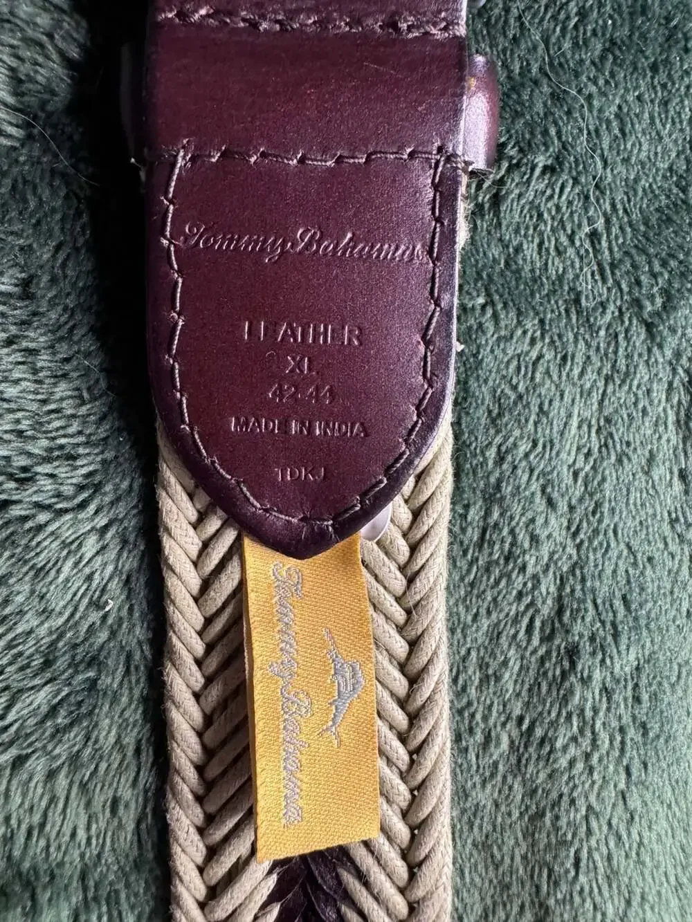 Tommy Bahama Braided Stretch Elastic and Leather Belt Size XL